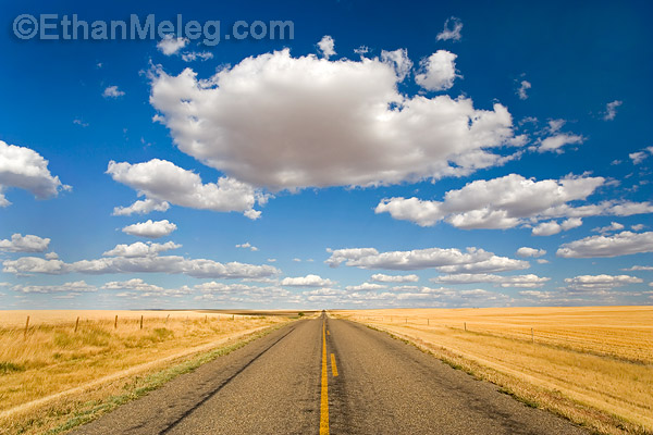 Praires of southern Saskatchewan - road and big sky.